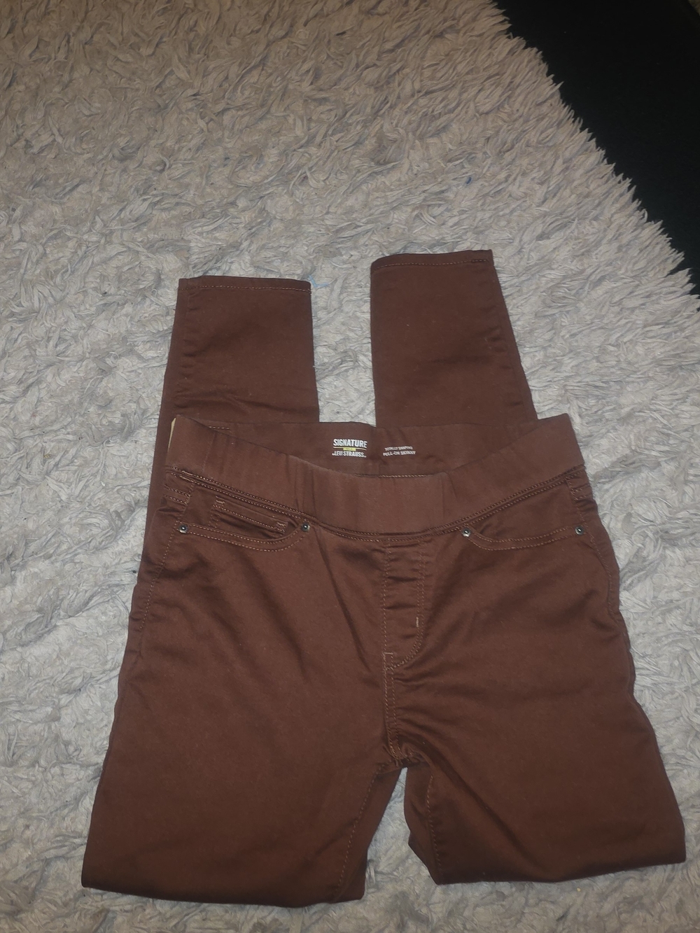 Signature Women's Skinny Stretch Pants in Brown